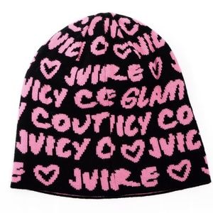 Juicy Couture Black & Pink Graffiti Beanie Hat